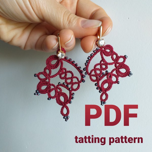 Tatting pattern PDF earring "Valenti" for shuttle