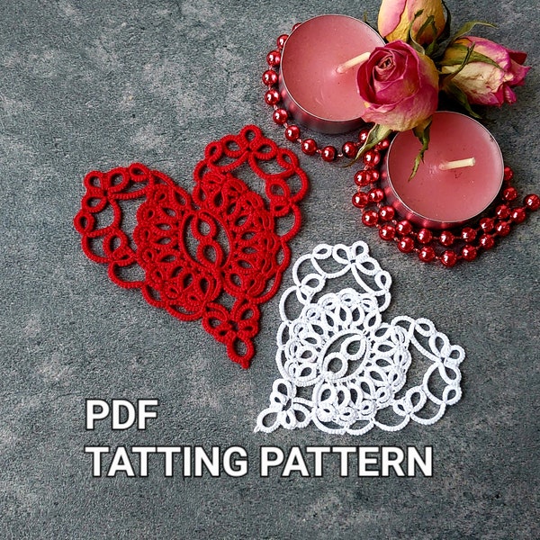 Tatting pattern PDF "Brave heart" by Frivolite con sabor for shuttle tatting