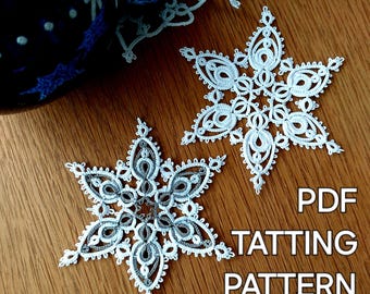 Tatting pattern PDF Snowflake Spiral by Frivolite con sabor for shuttles with photo instruction step by step