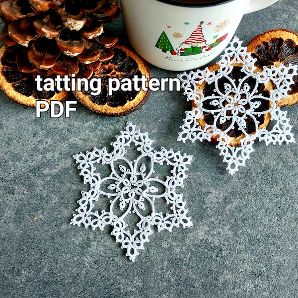 Tatting pattern PDF snowflake "Miracle" by Frivolite con sabor for shuttles