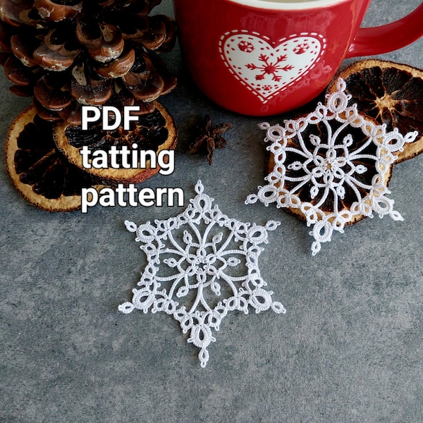 Tatting pattern PDF snowflake "Piccola" for shuttles