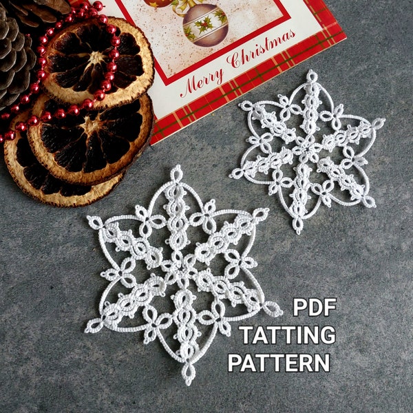 Tatting pattern PDF snowflake "Winter web" by Frivolite con sabor for shuttles