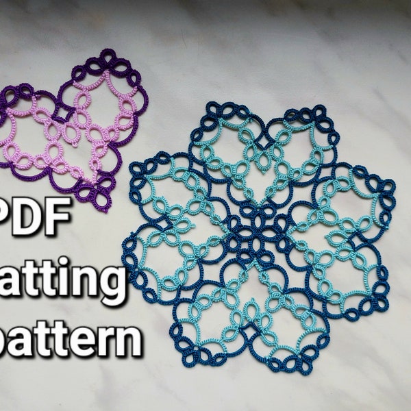 Tatting pattern PDF "Lace heart" for shuttle. Instructons for making heart and doily. Photo-instruction step by step for beginners