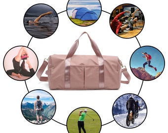 JODANI Gym Bag, Duffel Bag, Yoga bag & Travel Overnight Weekend bag with Dry, Wet and Shoes Compartment. (5 Pieces)