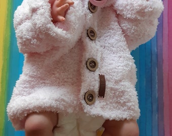 Veste en tricot pour bébé avec capuche et ensemble de chaussures, vêtements tricotés pour bébé