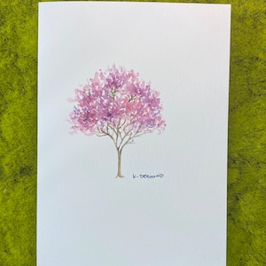 REDBUD: Handgemalte Aquarell Grußkarte