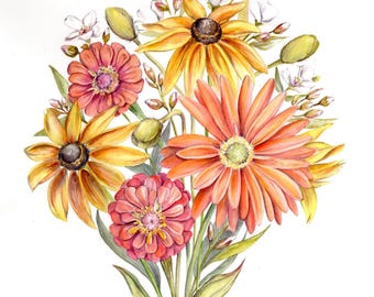Custom Birth Flower Bouquet Painting