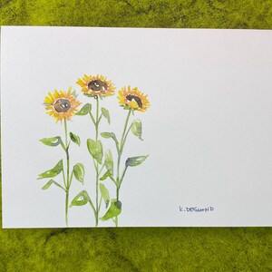 Girassóis: Cartão de felicitações em aquarela pintado à mão