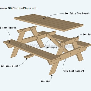 6 Foot Picnic Table Plans | PDF Download