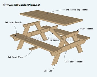 6 Foot Picnic Table Plans | PDF Download