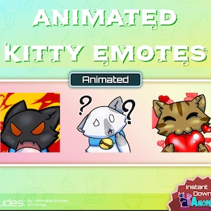 3x Animated Kitty Cat Emotes | Rage | Confused| Love