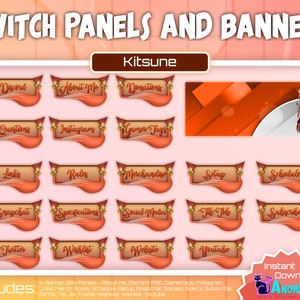 20x Kitsune Fox Panels And Banner | Orange