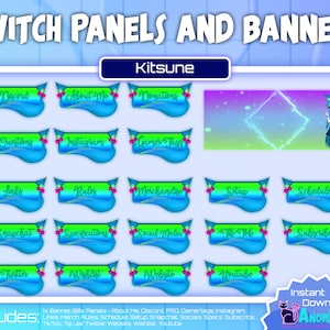 20x Kitsune Fox Panels And Banner | Blue