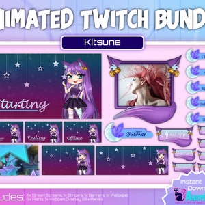 Animated Kitsune Fox Stream Bundle | Everything You Need! | Purple