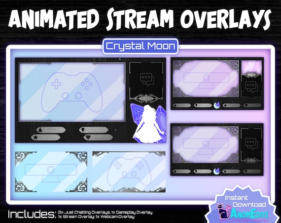 Overlay Vr Twitch Animated Crystal Moon Stream Overlays Just