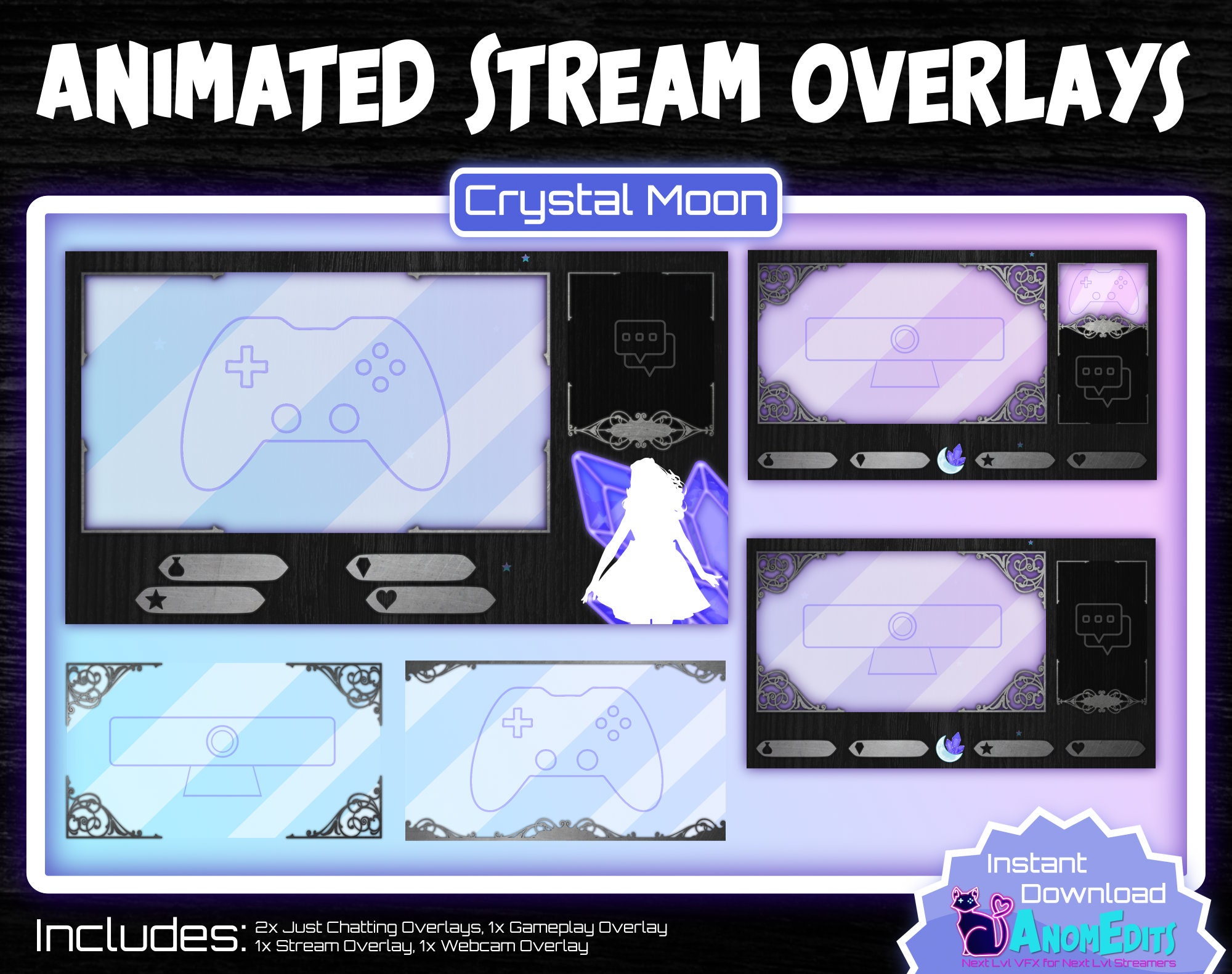 Animated Laser Just Chatting Twitch Overlay with Chat Box and Webcam Gaming  Overlays | Just Chatting | Game Cam and Chat |Full Screen Game