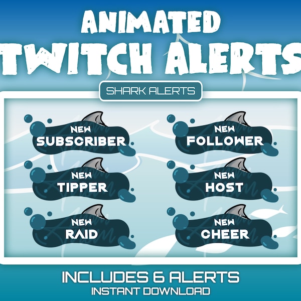 Animated Shark Ocean Twitch Alerts