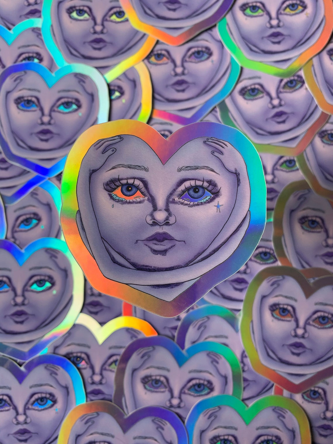 Heart Hugger Sticker Holographic Etsy