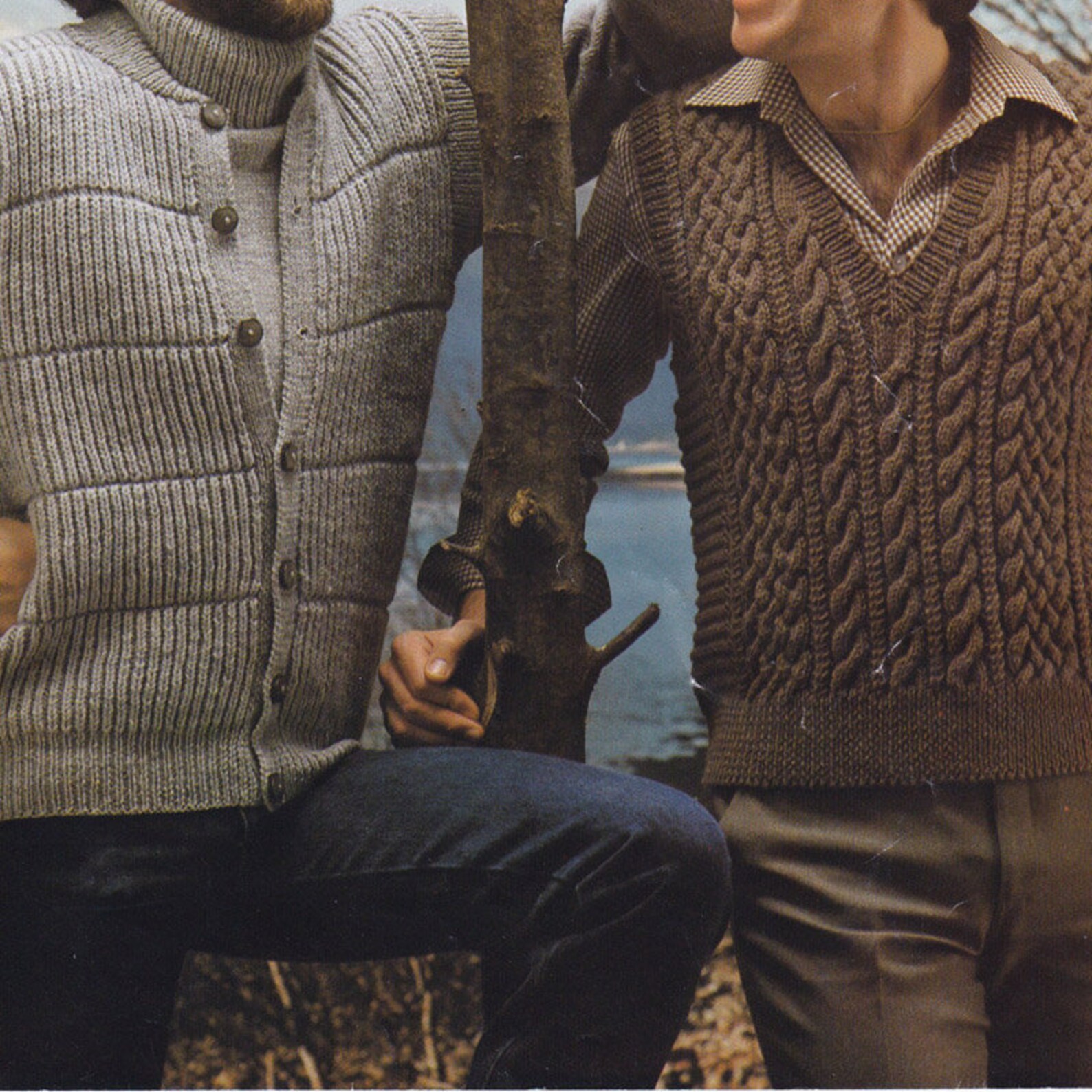 Knitting Pattern Mens Polo Neck Sweater and Sleeveless Jacket Etsy