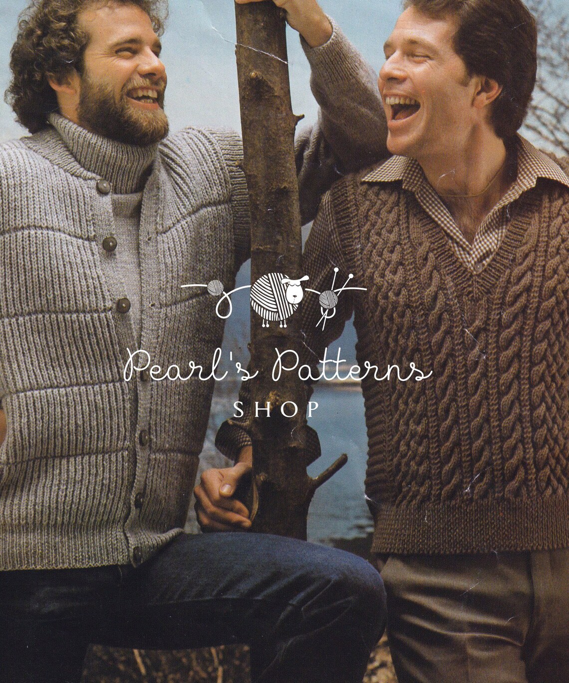 Knitting Pattern Mens Polo Neck Sweater and Sleeveless Jacket Etsy