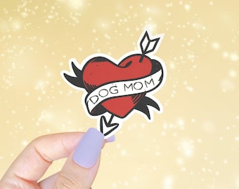 Hond moeder sticker, hond moeder cadeau, moeder tattoo sticker, ik hou van mijn hond, cadeaus voor hondenbezitter, hondenliefhebber cadeau, grappige vinyl sticker