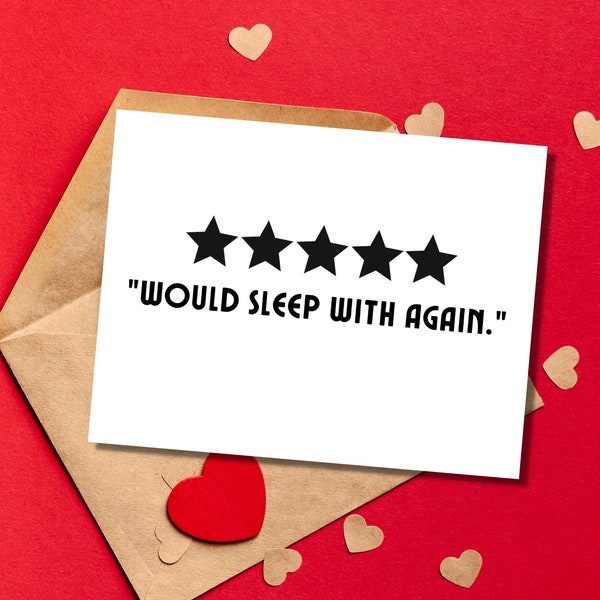 Dirty Cards | Raunchy Cards | 5 Star Review | Would Sleep With Again | Funny Review Card | Funny Love Card | Raunchy Card | Dirty Card