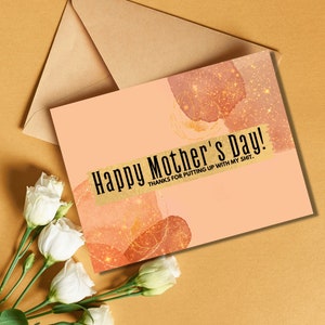 Tarjeta sarcástica para el Día de la Madre, tarjeta divertida para el Día de la Madre de una hija, tarjetas para el Día de la Madre feliz, regalo para el Día de la Madre de un hijo, regalos para el Día de la Madre