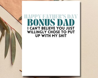 Bonus Dad Fathers Day Gift | Bonus Dad Fathers Day Card | Stepfather Father's Day Card | Stepdad Fathers Day Card | Step Dad Gift