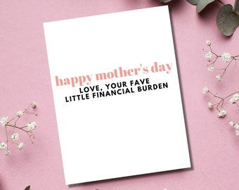 Roligt mammakort, sarkastiskt mors dag-kort, sarkastiskt kort till mamma, grattis på mors dag-kort från sonen, roligt mors dag-kort från dottern