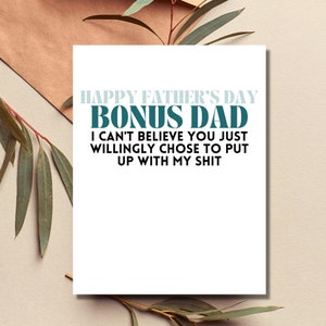 Bonus Dad Fathers Day Gift | Bonus Dad Fathers Day Card | Stepfather Father's Day Card | Stepdad Fathers Day Card | Step Dad Gift