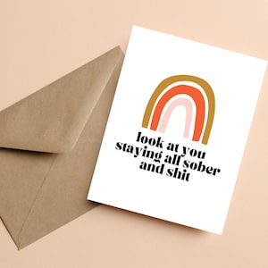 Cheeky Sobriety Gifts | Sober Support Card | Cute Sobriety Card | Cheeky Sobriety Card for Sober Loved One in Recovery | One Day At A Time
