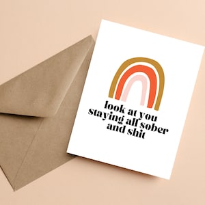Cadeaux effrontés de sobriété | Carte d'assistance sobre | Carte mignonne de sobriété | Carte de sobriété effrontée pour un proche sobre en convalescence | Un jour à la fois