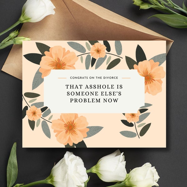 Congratulations on Your Divorce Card | Supportive Divorce Card | Snarky Divorce Card | Comic Relief Divorce Card | Sassy Divorce Card