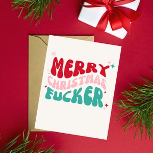 Rude Weihnachtskarte Unangemessene Offensive Weihnachtsgeschenke Snarky Erwachsene Weihnachtsgeschenke für den besten Freund Retro Weihnachtskarte Frohe Weihnachten
