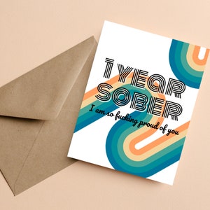 1 Year Sober Anniversary Card Sobriety Anniversary Gift Sober Milestone One Day At A Time Sobiety Gifts for Men Sober Gifts Women