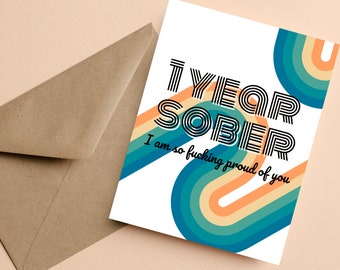 1 Year Sober Anniversary Card Sobriety Anniversary Gift Sober Milestone One Day At A Time Sobiety Gifts for Men Sober Gifts Women