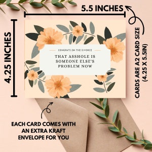 Congratulations on Your Divorce Card | Supportive Divorce Card | Snarky Divorce Card | Comic Relief Divorce Card | Sassy Divorce Card image 2