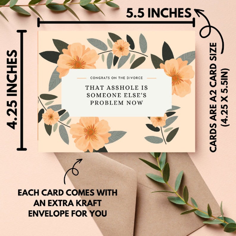Congratulations on Your Divorce Card | Supportive Divorce Card | Snarky Divorce Card | Comic Relief Divorce Card | Sassy Divorce Card image 2