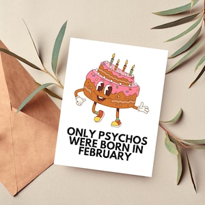 Carte d'anniversaire de février, cadeau Poissons, cadeaux Verseau, carte d'anniversaire grossière, carte d'anniversaire drôle, carte d'anniversaire offensante, cadeaux inappropriés