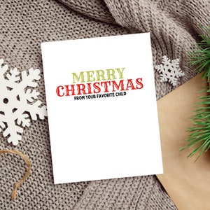 Feliz Natal do seu filho favorito | Cartão de Natal Snarky para o pai | Cartão de Natal Sassy para mamãe | Cartão de Natal da Filha