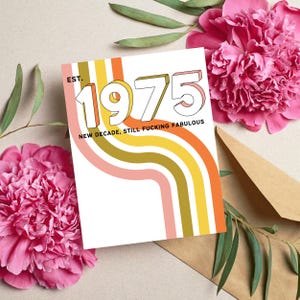 Happy 50th Birthday, 50 and Fabulous, Gifts for Women Turning 50, 50th Birthday Cards, 50th Birthday Gift, Happy Birthday 50, Born in 1975