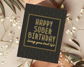 Happy Sober Birthday Card Recovery Birthday Card Sobriety Birthday Card Sober Anniversary Sobriety Gift for Men Gift for Sponsor Sober Gifts