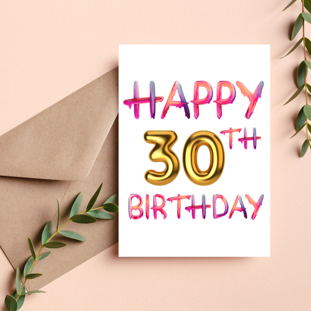 Happy 30th Birthday Card Happy Birthday 30 Birthday Card - Etsy
