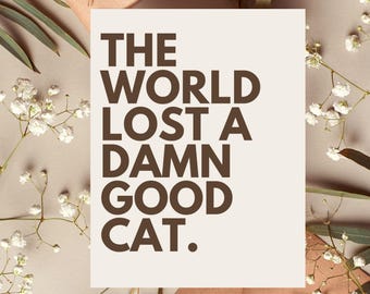 Pet Loss Sympathy Card Cat Sorry for your Loss Thinking of You