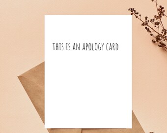 Minimalist Apology Card | Funny Apology Card | Simple Apology Card | Sarcastic Apology Card