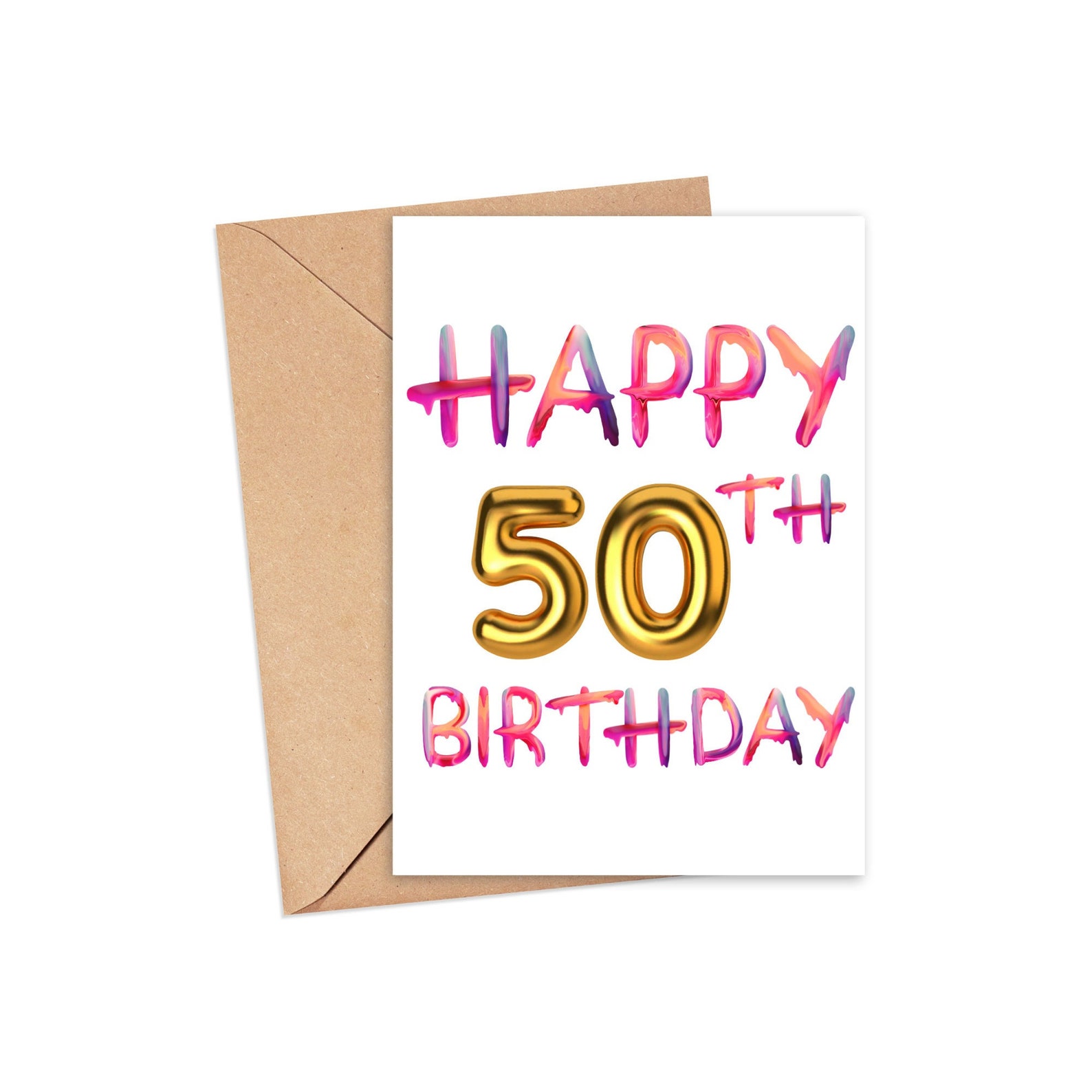 Happy 50th Birthday Card Happy Birthday 50 Birthday Card | Etsy