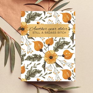 Beste vriend verjaardagskaart grappig gelukkige teef verjaardagscadeau voor haar Badass kaart voor vrouwen Bestie bloemen schattig Sassy wenskaarten Bff Bday