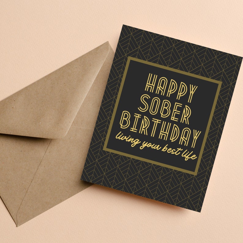 Happy Sober Birthday Card Recovery Birthday Card Sobriety Etsy
