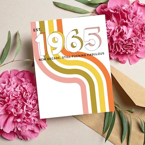 Carte du 60e anniversaire, née en 1965, avoir 60 ans en 2025 Cadeau de 60e anniversaire, carte sarcastique, carte d'anniversaire impertinente pour l'anniversaire d'un meilleur ami