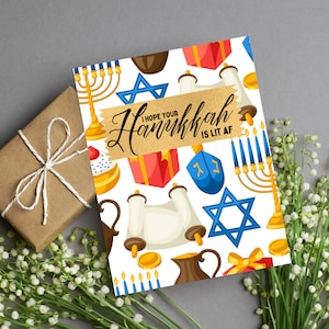 Carte drôle de Hanoucca Cadeaux de Hanoucca s'éclairer Hanoucca Menorah énonciations juives drôles Cadeaux uniques de Hanoucca Lets Get Allumé Fête juive